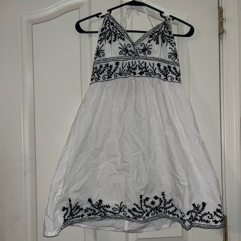 halter top white and brown dress